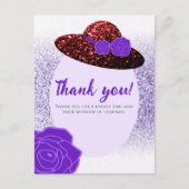 Carte Postale Chapeau pailleté rouge lavande violette Merci (Devant)