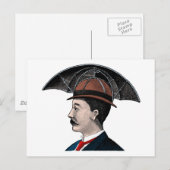 Carte Postale Chapeau parapluie - Illustration vintage (Devant / Derrière)
