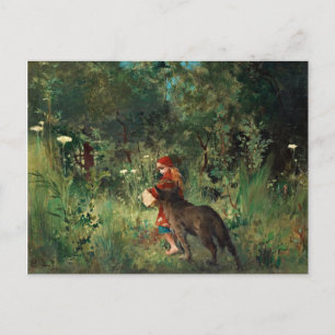 Carte Postale Chapeau rouge avec loup