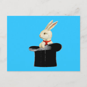 Carte Postale chapeau vintage magique lapin