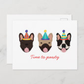 Carte Postale Chapeaux de Fête de Bouldogue Français Rouge Temps (Devant / Derrière)