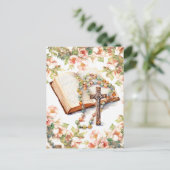 Carte Postale Chapelet catholique Biblique Floral Religieux (Debout devant)