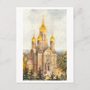 Carte Postale Chapelle grecque vintage, Wiesbaden, Allemagne