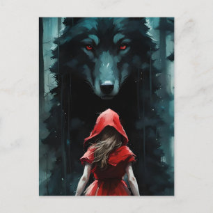 Carte Postale Chaperon rouge et loup