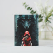 Carte Postale Chaperon rouge et loup (Debout devant)