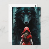 Carte Postale Chaperon rouge et loup (Devant / Derrière)