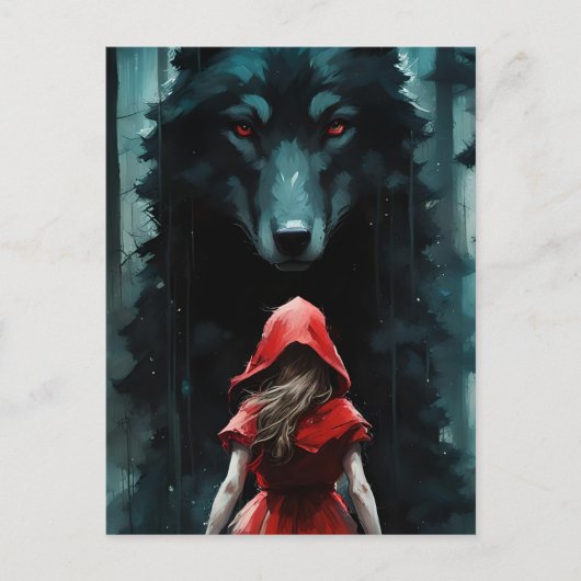 Carte Postale Chaperon rouge et loup (Devant)