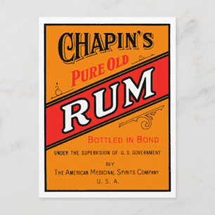 Carte Postale Chapins Pure Vieux Étiquette de rhum