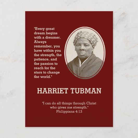Carte Postale Chaque Citation de BHM HARRIET TUBMAN (Devant)