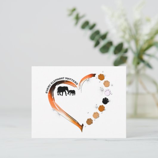 Carte Postale Chaque éléphant compte Golden Heart Elephant Paws (Debout devant)