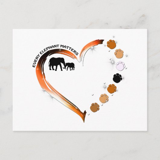 Carte Postale Chaque éléphant compte Golden Heart Elephant Paws (Devant)