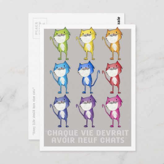 Carte Postale Chaque vie devrait avoir neuf chats (Devant / Derrière)