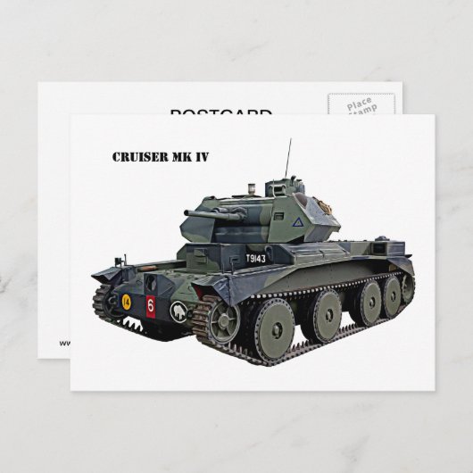 Carte Postale Char Cruiser Mk IV britannique (Devant / Derrière)