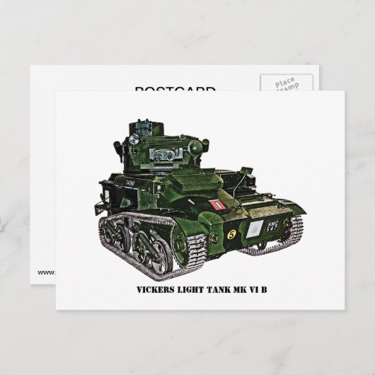 Carte Postale Char léger Vickers VI B (Devant / Derrière)