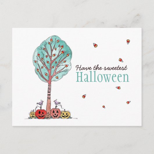 Carte Postale Charbon doux arbre de Corn Halloween (Devant)
