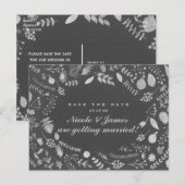 Carte postale Charbon Grise Argent Floral Enregist (Devant / Derrière)