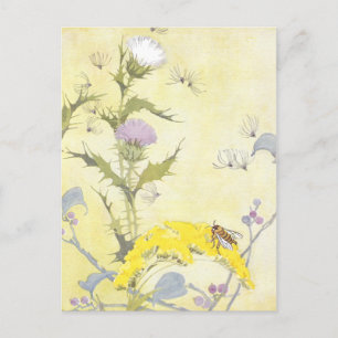 Carte Postale Chardon et abeille sur Goldenrod