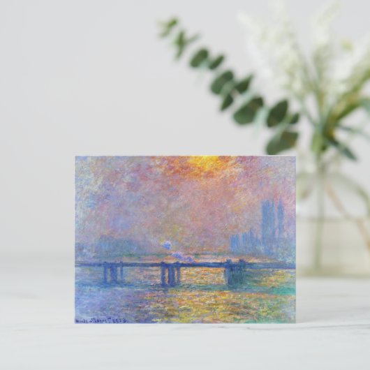 Carte Postale Charing Cross Bridge, The Thames, Claude Monet (Debout devant)