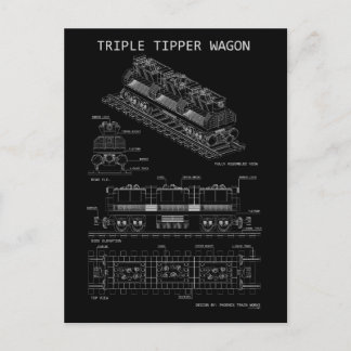 Carte Postale Chariot à basculement triple PTW "Blueprint"
