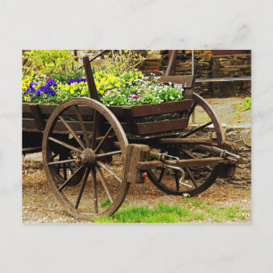 Carte Postale Chariot à fleurs