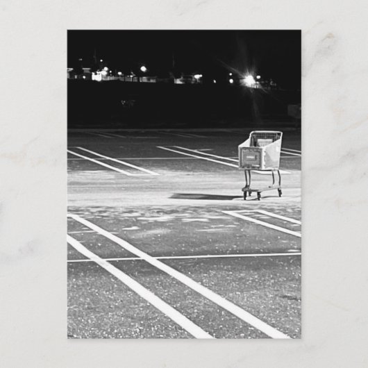 Carte Postale Chariot Abandonné dans un Parking Vide (Devant)
