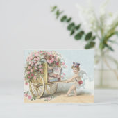 Carte Postale Chariot de bonbons Rose Courrier Cupid Chérubin (Debout devant)