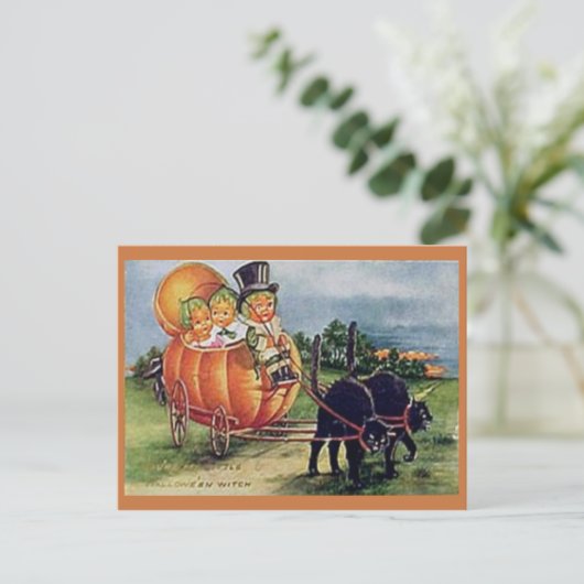 Carte Postale Chariot de citrouille (Debout devant)