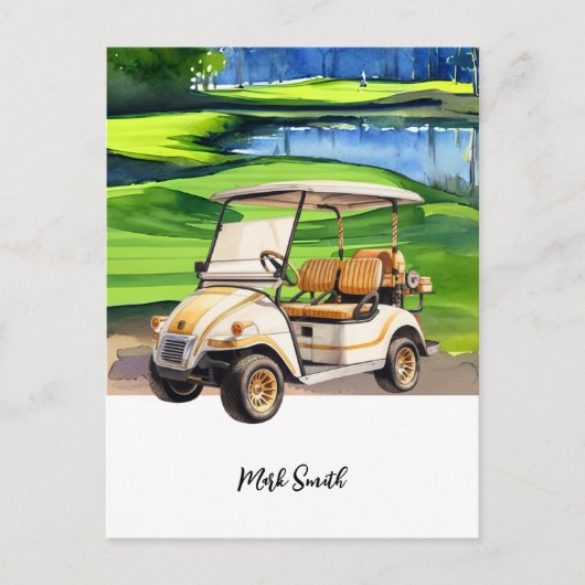 Carte Postale Chariot de golf sur le parc Personnalisation : Pan (Devant)