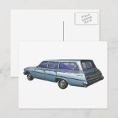 Carte Postale Chariot de la station Blue 1962 Chevrolet. (Devant / Derrière)