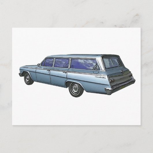Carte Postale Chariot de la station Blue 1962 Chevrolet. (Devant)