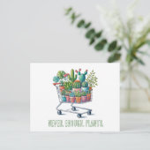 Carte Postale Chariots de supermarché avec "never enough plants" (Debout devant)