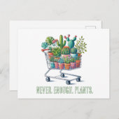 Carte Postale Chariots de supermarché avec "never enough plants" (Devant / Derrière)