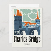 Carte Postale Charles Bridge Prague Tchèque Voyage abstrait flor (Devant / Derrière)