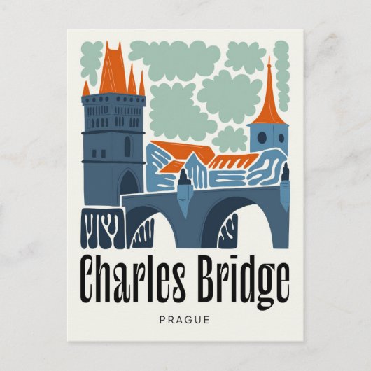 Carte Postale Charles Bridge Prague Tchèque Voyage abstrait flor (Devant)