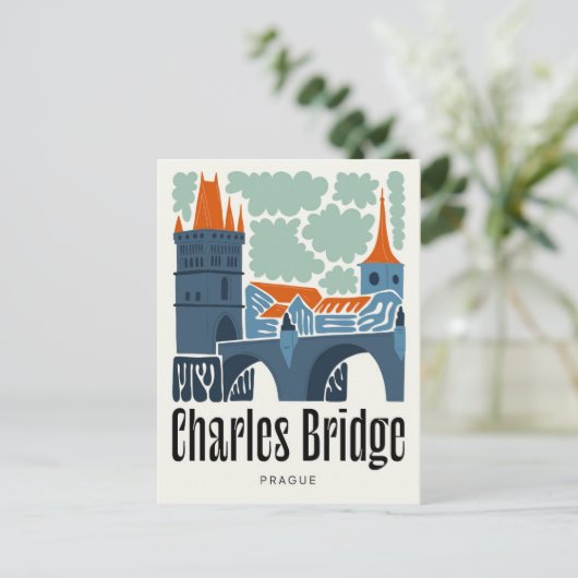 Carte Postale Charles Bridge Prague Tchèque Voyage abstrait flor (Debout devant)