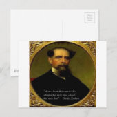 Carte Postale Charles Dickens & Citation émouvante (Devant / Derrière)
