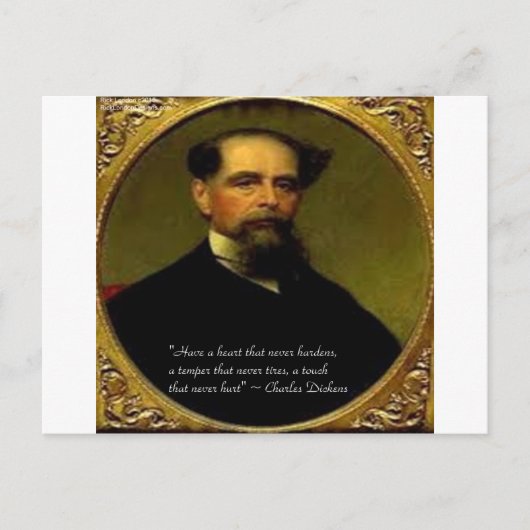 Carte Postale Charles Dickens et Citation Coeur (Devant)
