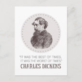 Carte Postale Charles Dickens Portrait et Citation (Devant)