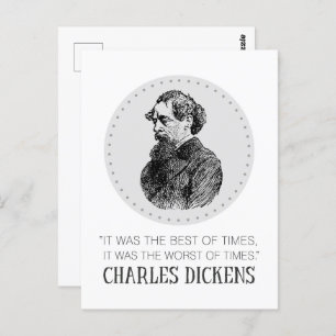 Carte Postale Charles Dickens Portrait et Citation