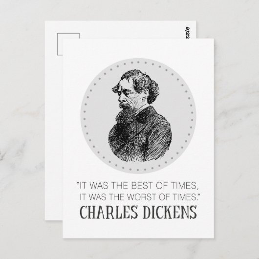Carte Postale Charles Dickens Portrait et Citation (Devant / Derrière)