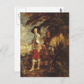 Carte Postale Charles I, Roi d'Angleterre à la chasse par Van Dy (Devant / Derrière)