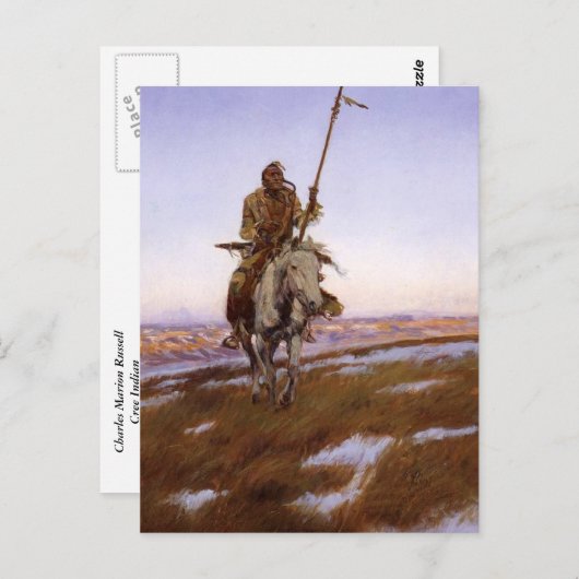 Carte Postale Charles Marion Russell - Indien cri (Devant / Derrière)