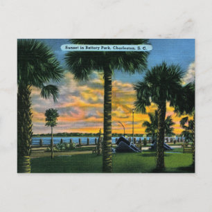 Carte Postale Charleston, Caroline du Sud, Battery Park, Vintage