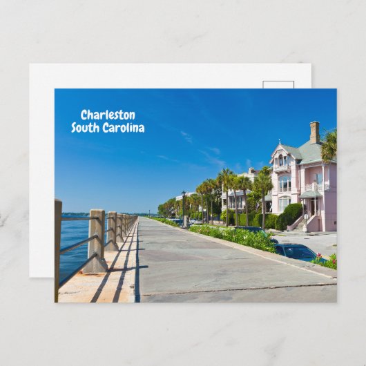 Carte Postale Charleston, Caroline du Sud Belle plage, Jetée (Devant / Derrière)