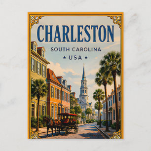 Carte Postale 🏛️ Charleston Caroline du Sud Historique Rétro