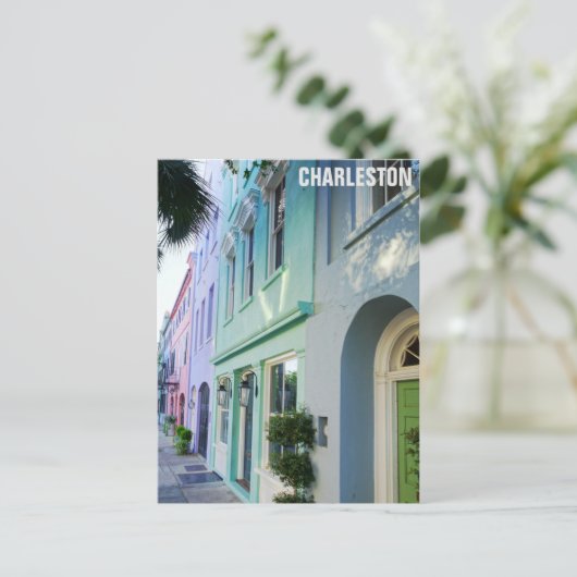 Carte Postale Charleston Caroline du Sud Maisons Rainbow Row (Debout devant)
