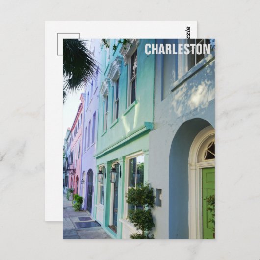 Carte Postale Charleston Caroline du Sud Maisons Rainbow Row (Devant / Derrière)