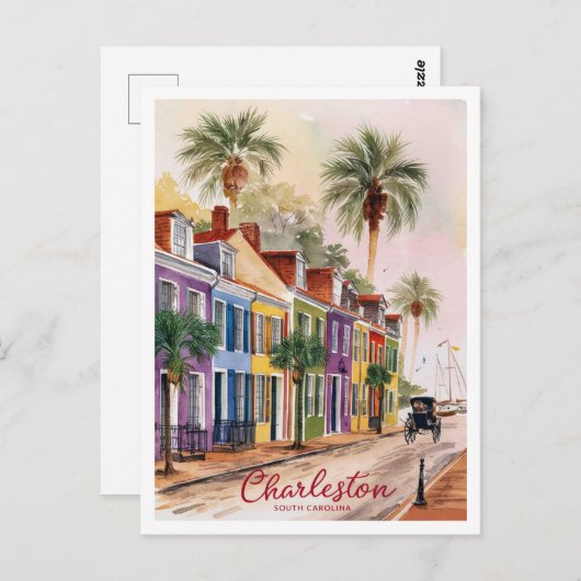 Carte Postale Charleston, Caroline du Sud Peinture de rue (Devant / Derrière)