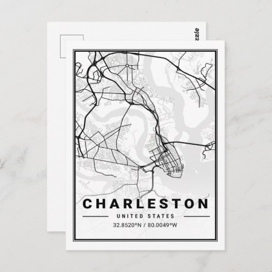 Carte Postale Charleston Caroline du Sud USA Travel City Map (Devant / Derrière)