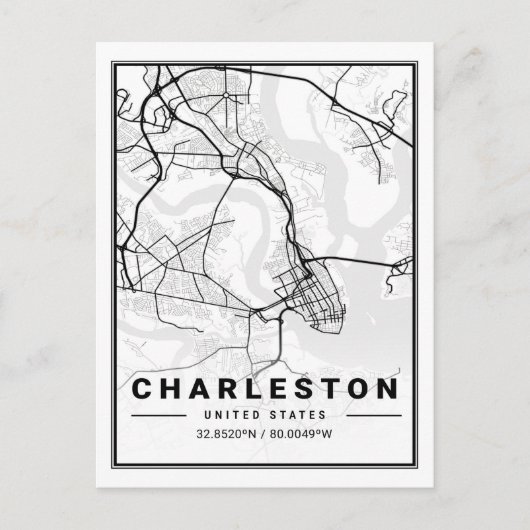 Carte Postale Charleston Caroline du Sud USA Travel City Map (Devant)